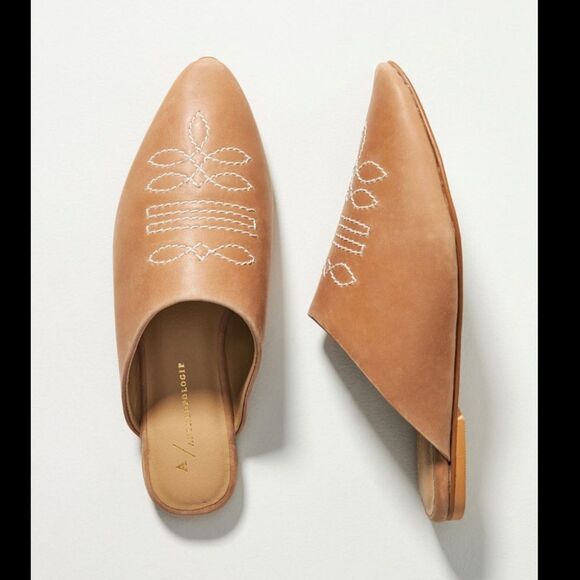 Anthropologie Western Mules in Honey NIB - Picture 1 of 11